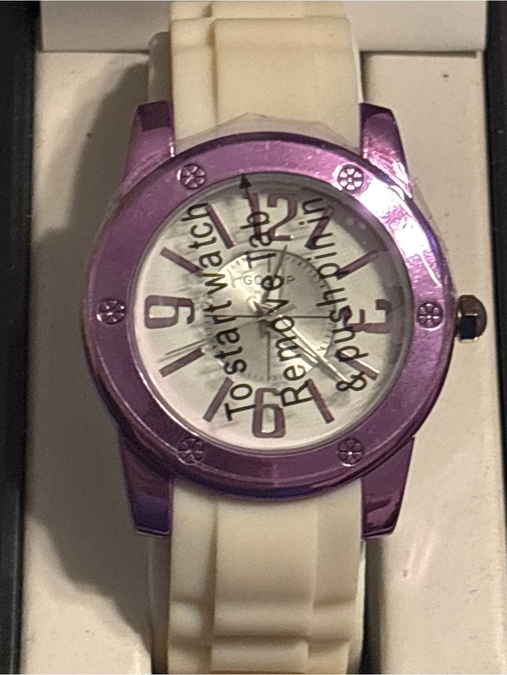 NIB Vintage Gossip Purple Sport Watch White Silicone Strap Unworn Deadstock